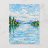 Bergsee-Waldlandschaft Postkarte (Vorderseite)