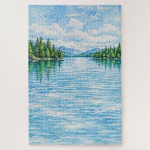 Bergsee-Waldlandschaft Puzzle