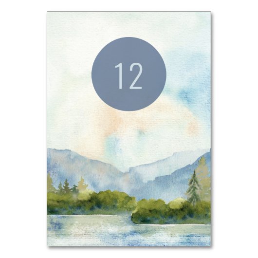 Bergsee Wasserfarbe Landschaftlich essbar Tischnummer (Rückseite)