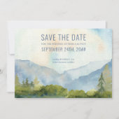 Bergsee-Wasserfarbe Staubblau Save The Date (Vorderseite)