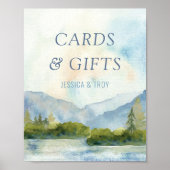 Bergsee Wasserfarben Blaue Karten und Geschenke Poster (Vorne)