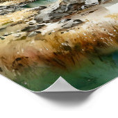 Bergsee Wasserfarbenen Malerei Kunst, Dichtung und Poster (Ecke)