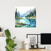 Bergsee Wasserfarbenen Malerei Kunst, Dichtung und Poster (Heimbüro)