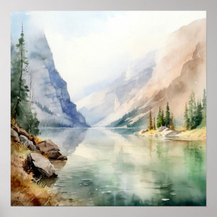 Bergsee Wasserfarbenen Malerei Kunst, Dichtung und Poster