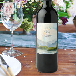 Bergsee Wedding Wasserfarbe Außenwelt Landschaft Weinetikett