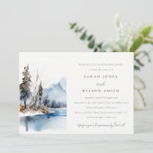 Bergsee Winter Landschaft Probe Abendessen Einladung (Stehend Vorderseite)