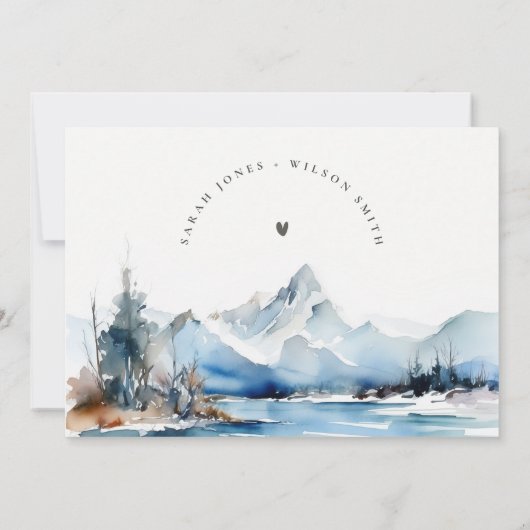 Bergsee Winter Landschaft Probe Abendessen Einladung (Rückseite)