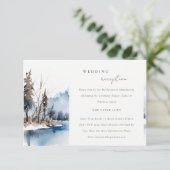 Bergsee Winterlandschaft Hochzeitsempfang Begleitkarte (Stehend Vorderseite)
