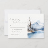 Bergsee Winterlandschaft Hochzeitsempfang RSVP Karte (Vorderseite)