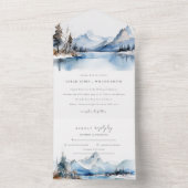 Bergsee Winterschnee Landschaft Hochzeit All In One Einladung (Innen Boden)