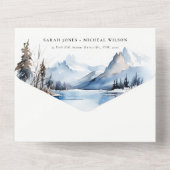 Bergsee Winterschnee Landschaft Hochzeit All In One Einladung (Rückseite)