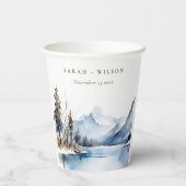 Bergsee Winterschnee Landschaft Hochzeit Pappbecher (Rückseite)