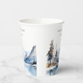 Bergsee Winterschnee Landschaft Hochzeit Pappbecher (Links)