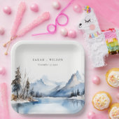 Bergsee Winterschnee Landschaft Hochzeit Pappteller (Party)