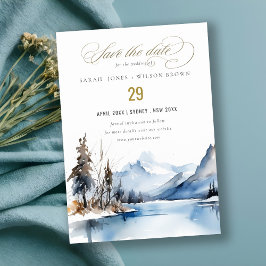 Bergsee Winterschnee Landschaft Hochzeit Save The Date