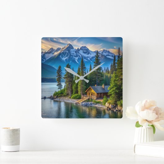 Bergsicht-Uhr Quadratische Wanduhr (Zuhause)