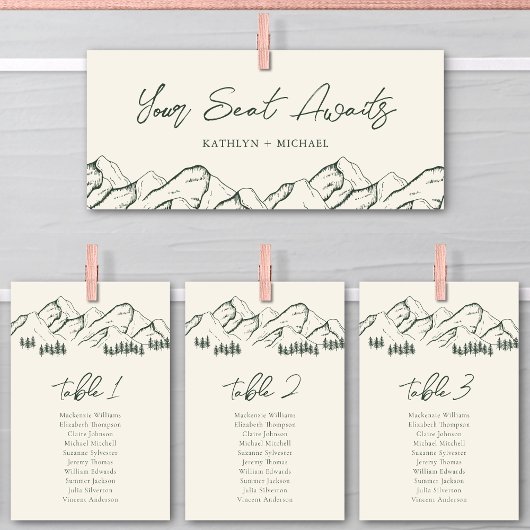 Bergsitzkarte Pine Tree Außenbereich Einladung