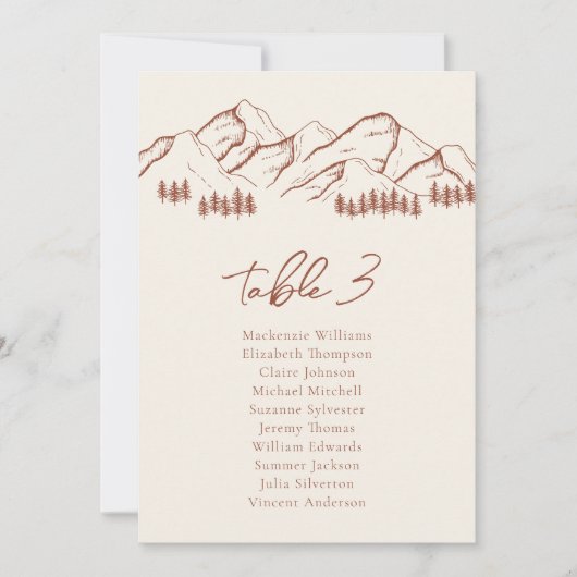 Bergsitzkarte Pine Tree Außenbereich Einladung (Vorderseite)