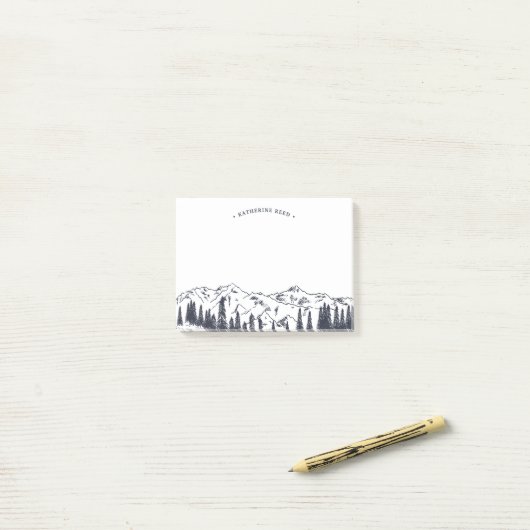 Bergsketch Personalisiert Post-it Klebezettel (Auf Schreibtisch)