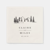 Bergskizze | Personalisierte Hochzeit Serviette (Vorderseite)