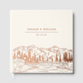 Bergskizze | Rustikale Waldhochzeit Gästebuch (Vorderseite)