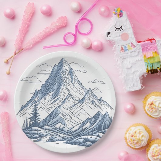 Bergskizzen Pappteller (Party)