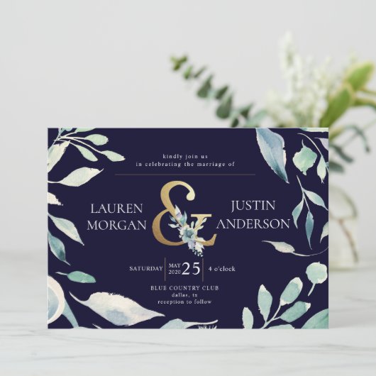 Bergsommer Blumengold Ampere und Hochzeit Einladung (Stehend Vorderseite)