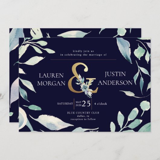 Bergsommer Blumengold Ampere und Hochzeit Einladung (Vorne/Hinten)