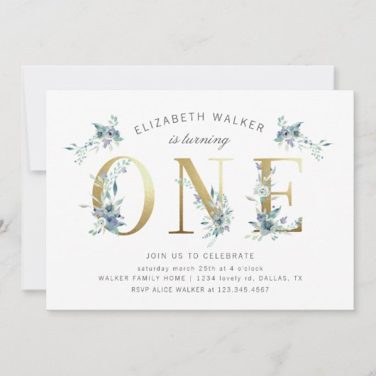 Bergsommer Blüte erste Geburtstagseinladung (Vorderseite)