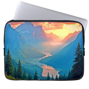 Bergsonnenuntergang: Golden Valley Peace Art Laptopschutzhülle