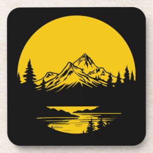 Bergsonnenuntergang im Freien Natur Silhouette Getränkeuntersetzer