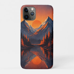 Bergsonnenuntergang Reflexion Feuerorange Himmel Case-Mate iPhone Hülle