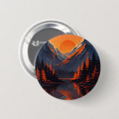 Bergsonnenuntergangsreflexion Feuerorange Himmel  Button (Vorne & Hinten)