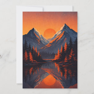 Bergsonnenuntergangsreflexion Feuerorange Himmel Einladung