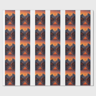 Bergsonnenuntergangsreflexion Feuerorange Himmel  Geschenkpapier