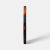Bergsonnenuntergangsreflexion Feuerorange Himmel  iPhone Hülle (Linke Seite)