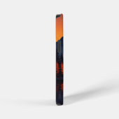 Bergsonnenuntergangsreflexion Feuerorange Himmel  iPhone Hülle (Rechte Seite)