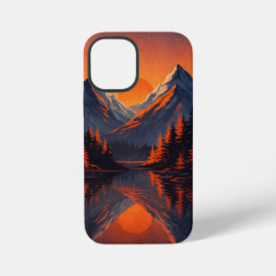 Bergsonnenuntergangsreflexion Feuerorange Himmel  iPhone 12 Mini Hülle