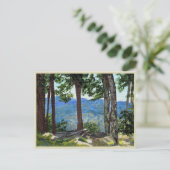 Bergspitzen mit Aussicht Bäume Ferne Täler Kunst,  Postkarte (Stehend Vorderseite)