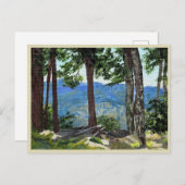 Bergspitzen mit Aussicht Bäume Ferne Täler Kunst,  Postkarte (Vorne/Hinten)