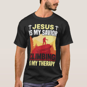 Bergsteigen Felswand Berggipfel Jesus klettern bis T-Shirt