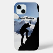 Bergsteigen mit Kletterersilhouette und Bergen Case-Mate iPhone Hülle (Rückseite)