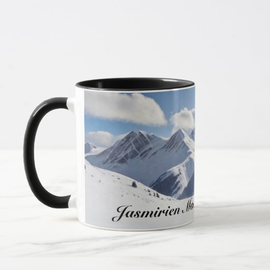 Bergsteigen mit Kletterersilhouette und Bergen Tasse (Links)