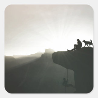Bergsteigen Yosemite Motivation und Spaß Quadratischer Aufkleber