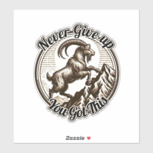 Bergsteigende Ziege Steinbock Nie Aufgeben  Aufkleber
