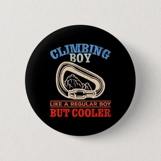 Bergsteigender Junge klettert Wand Bouldering Fels Button (Vorderseite)