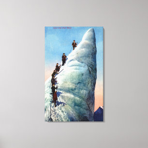 Bergsteiger, die versuchen, aufzusteigen ein Serac Leinwanddruck