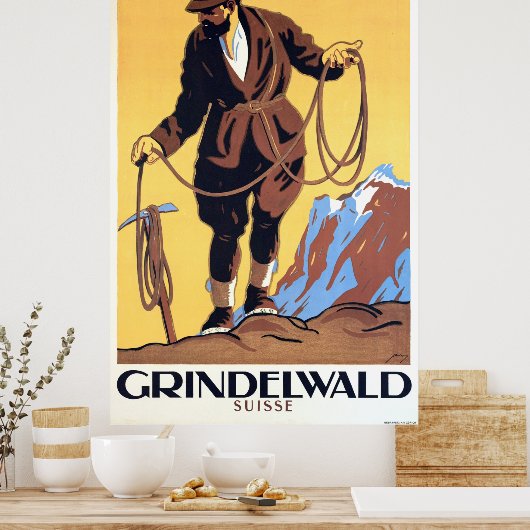 Bergsteiger in Grindelwald, Schweiz Poster (Küche)