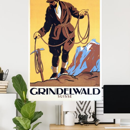 Bergsteiger in Grindelwald, Schweiz Poster (Heimbüro)