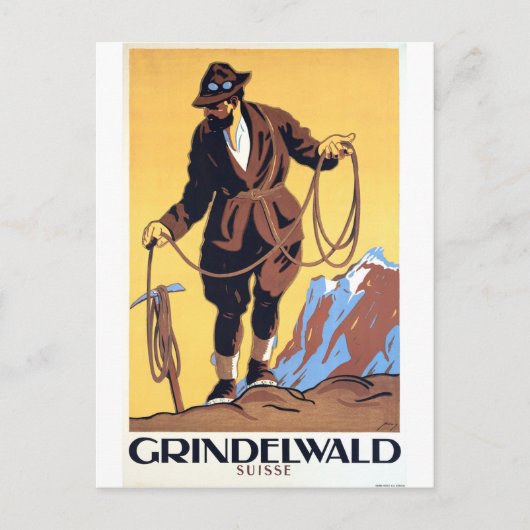 Bergsteiger in Grindelwald, Schweiz Postkarte (Vorderseite)